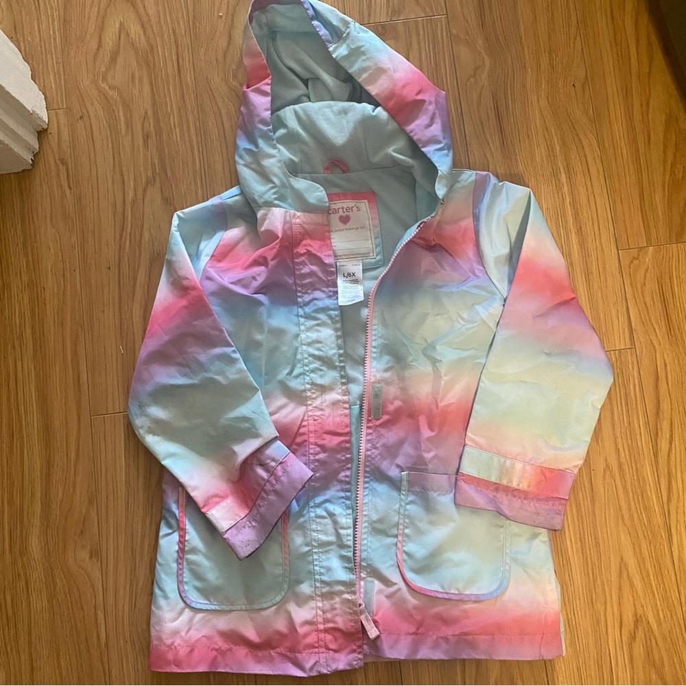 Carters rain jacket rainbow ombré- girls size 6